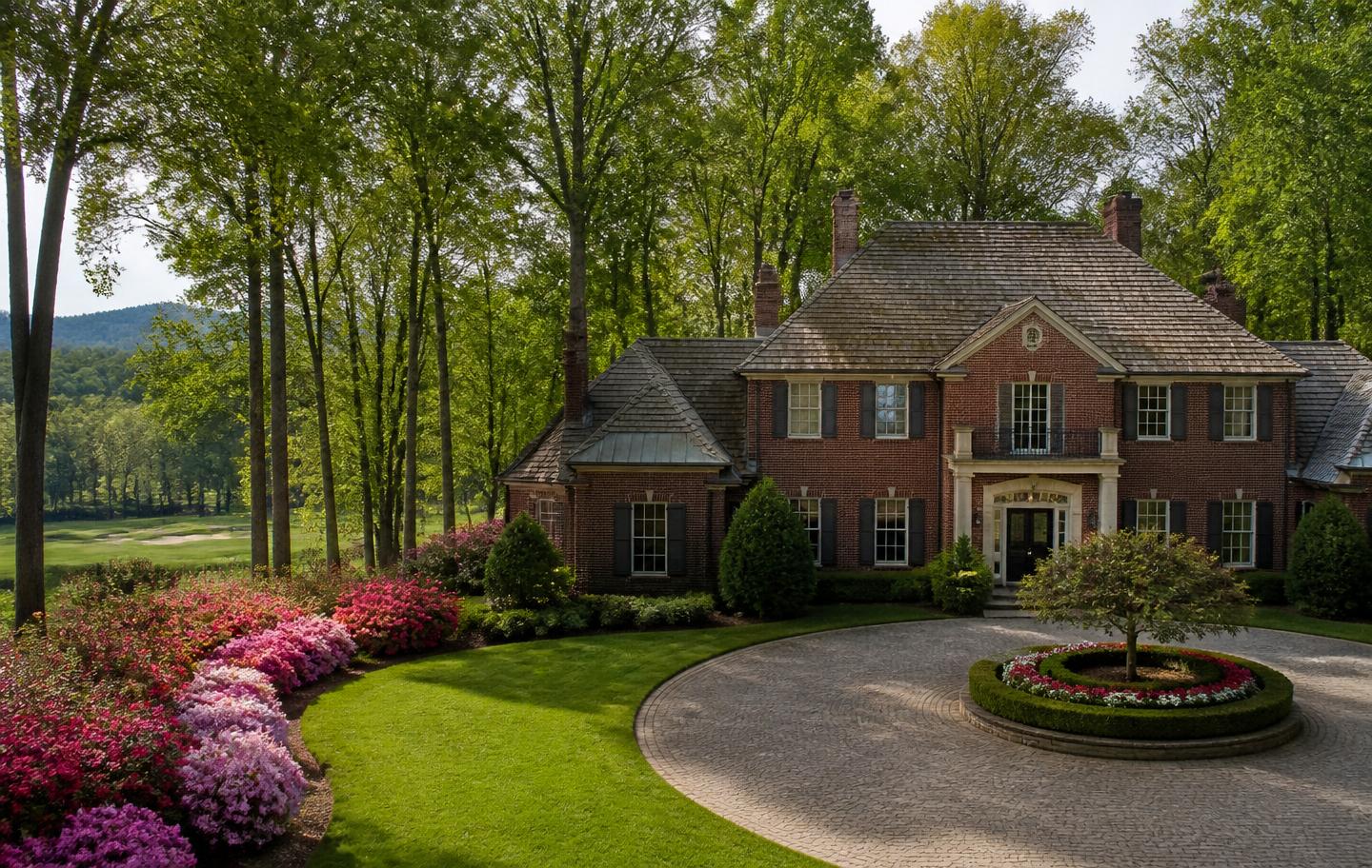 Traditional brick home overlooking the golf course at Laurel Springs